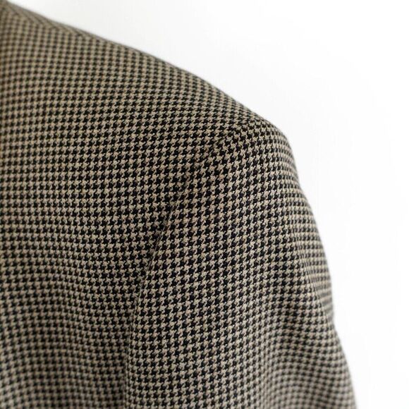 Hart Schaffner Marx Parisian Tweed Wool Houndstooth Black Tan Sport‎ Coat 42L - Picture 8 of 16